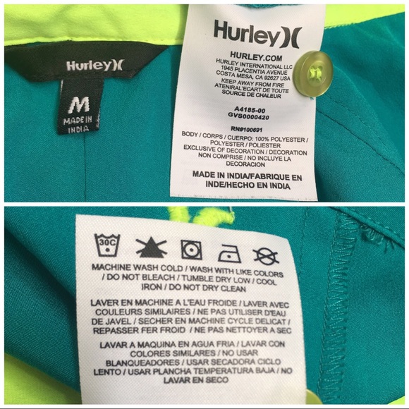 Hurley yellow green black Colorblock collared collar button up tank top shirt - Picture 8 of 8